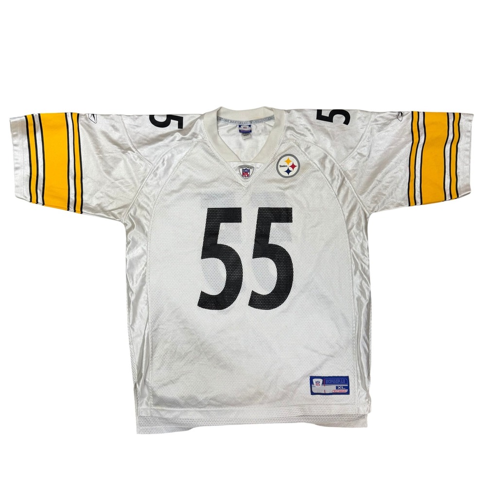 Reebok NFL Pittsburgh Steelers Joey Porter 55 Stitched Jersey White Mens XL